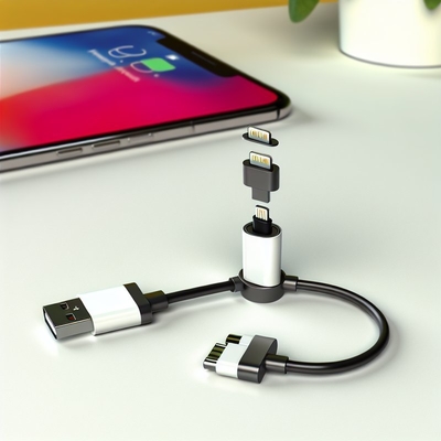 3-in-1 마그네틱 USB 케이블 나일론 브레이드 마이크로 타입 C 8핀