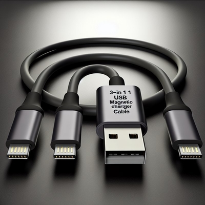 3-in-1 마그네틱 USB 케이블 나일론 브레이드 마이크로 타입 C 8핀