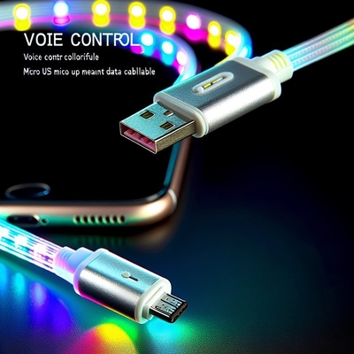 음성 제어 LED USB Type-C 충전 케이블 (컬러풀 라이트)