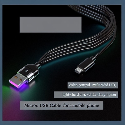 음성 제어 LED USB Type-C 충전 케이블 (컬러풀 라이트)