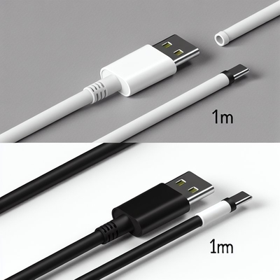 USB A에서 C형 고속 충전 케이블 1m 검은색 흰색