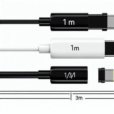USB A에서 C형 고속 충전 케이블 1m 검은색 흰색