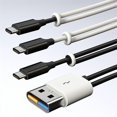 USB A에서 C형 고속 충전 케이블 1m 검은색 흰색