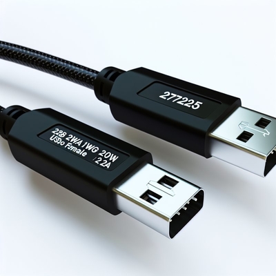 USB 2.0 데이터 케이블 28AWG 1PR 20AWG 2C 남성에서 여성 2A