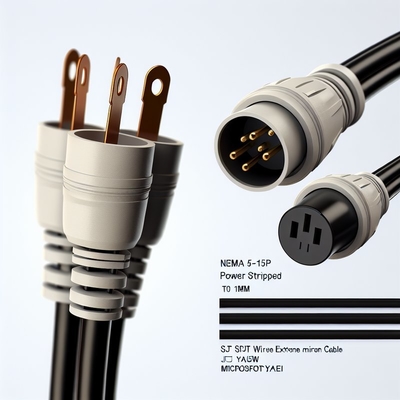 NEMA 5-15P에서 5-15R 전원 전선 0.5m SJT 16AWG 125V 15A