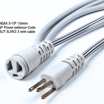 NEMA 5-15P에서 5-15R 전원 전선 0.5m SJT 16AWG 125V 15A