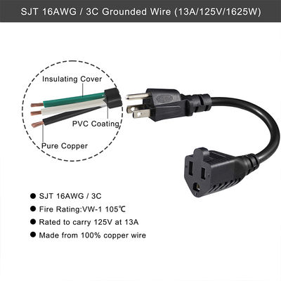 18AWG 가전 및 도구용 3개 톱니 톱니 전원 케이블