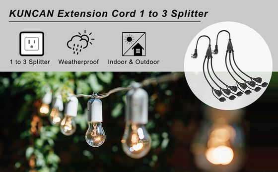 NEMA 5-15P에서 3선 5-15R 전력 분할기 SJTW 16AWG