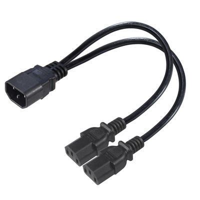 C14에서 C13 듀얼 파워 스플리터 케이블 16AWG 10A 250V 직각