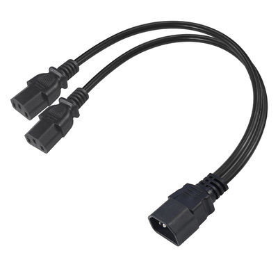 C14에서 C13 듀얼 파워 스플리터 케이블 16AWG 10A 250V 직각