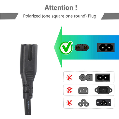 EU 2핀 to C7 전원 코드 2.5A 250V (전자 제품용)