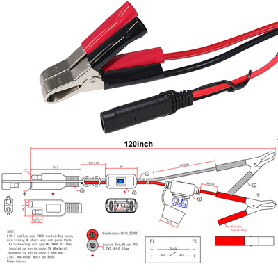 SAE에서 알리거터 클립 케이블과 피지 및 스위치 12V 24V DC