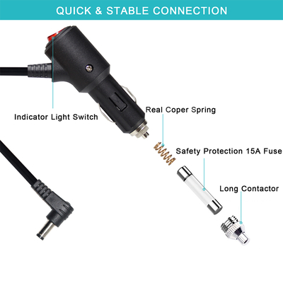 12V 자동차 전원 공급 장치 확장기 다중 소켓 스플리터 어댑터 담배 연화기용 DC 확장 케이블 GPS 대시 캠