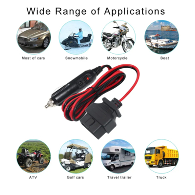 12V 자동차 담배 라이터 플러그 OBD2 커넥터 진단 전력 케이블 자동차 스캐너 코드 리더 ECU를 위한 피지