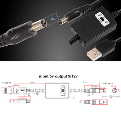 USB에서 9V 12V DC 전원 변환 케이블 단계 업 부스트 어댑터 코드 5.5x2.1mm 연결 장치로 라우터 카메라 스피커 모덤 LED