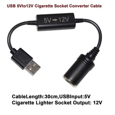 5V-12V USB 어댑터, 시가 라이터 소켓 부스터 코드가 있는 스텝 업 컨버터 케이블, 차량용 DVR GPS 카메라 라우터 팬 LED용