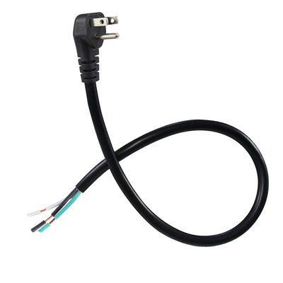 NEMA 5-15P US 3-Prong AC Power Plug to Half-Stripped Cord Assembly for Custom Wiring & Electrical Applications, 18 AWG