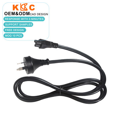 SAA 인증 3 핀 AU 플러그 IEC C5 전기 전원 케이블 10A / 250V AC 전원 케이블 1.8m 검은색