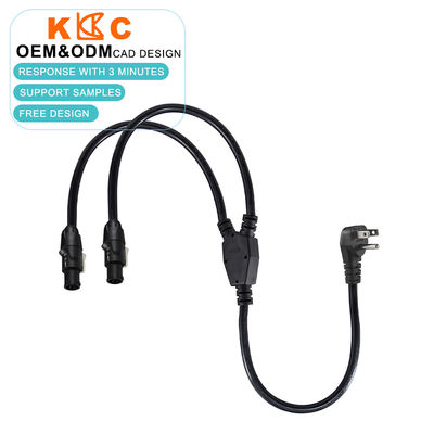 US 플러그 투 듀얼 파워콘 스플리터 케이블 오디오, 조명, 스테이지 및 전문 장비용 2-포트 AC 전원 확장 케이블