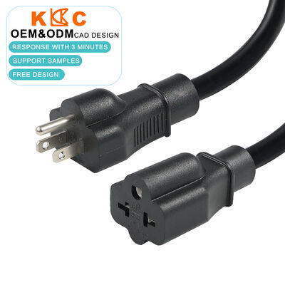 3 Core 14AWG / 12AWG 15A/20A NEMA 5-15 / 6-20 Plug to Receptacle Extension Leads  for Industrial Use Heavy Conductors