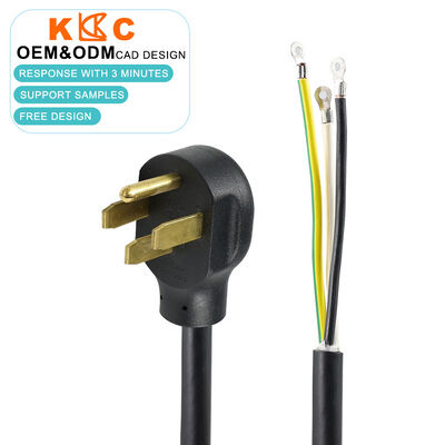 3 Core 6AWG 50A 125/250V NEMA 14-50P to Ring Terminals 0.5m Short Pigtail Cable with Molded Plug and Reinforced Strain Relief
