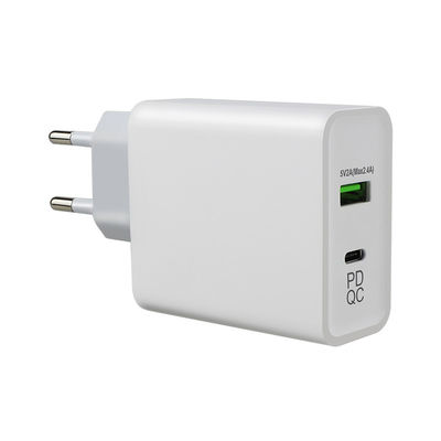240V 45W QC 3.0 벽 플러그 전원 공급 어댑터 유로 USB C 2m 케이블