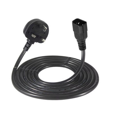 영국에서 C14 전원 케이블 1.2M 250V 10A 16AWG UPS/서버 랙/의료기기 보호 케이블 (IP67/RoHS/BS1363)