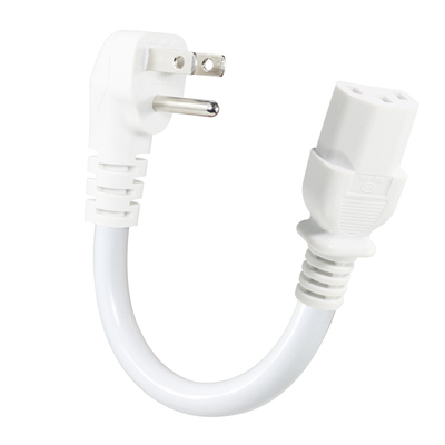 직각 NEMA 5-15P to C13 전원 코드 - 모니터, 서버, PDU용 3구 US 플러그 to IEC C13 AC 케이블, 10A 125V