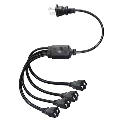 NEMA 1-15P 평면 플러그 전원 분기기 4 출구 125V 15A