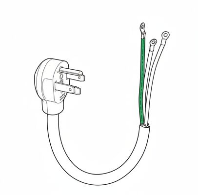 6AWG 125/250V 50A 3-극 NEMA 14-50 플러그에서 10 링 루그 2m 전력 케이블 리드 쿡톱, 레인지 및 RV 셔드 공급